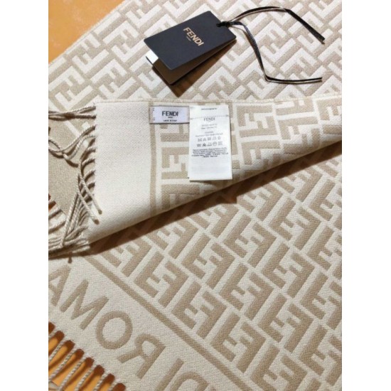 Premio Replica Sciarpa Fendi FF in misto lana e cashmere Beige 32 x 200 Imitazione Outlet