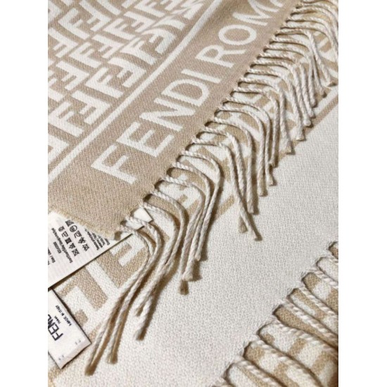 Premio Replica Sciarpa Fendi FF in misto lana e cashmere Beige 32 x 200 Imitazione Outlet