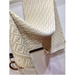 Premio Replica Sciarpa Fendi FF in misto lana e cashmere Beige 32 x 200 Imitazione Outlet