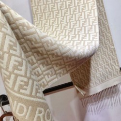 Premio Replica Sciarpa Fendi FF in misto lana e cashmere Beige 32 x 200 Imitazione Outlet