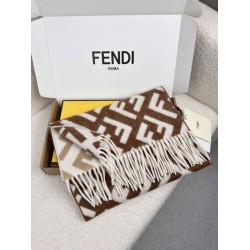 Premio Replica Sciarpa Fendi FF misto cashmere e lana marrone 35 x 180 Imitazione Outlet
