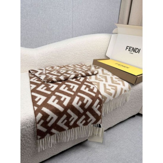 Premio Replica Sciarpa Fendi FF misto cashmere e lana marrone 35 x 180 Imitazione Outlet