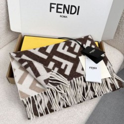 Premio Replica Sciarpa Fendi FF misto cashmere e lana grigio tortora 35 x 180 Imitazione Outlet
