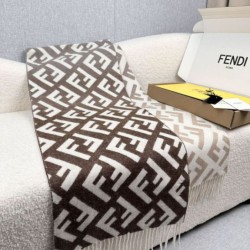 Premio Replica Sciarpa Fendi FF misto cashmere e lana grigio tortora 35 x 180 Imitazione Outlet