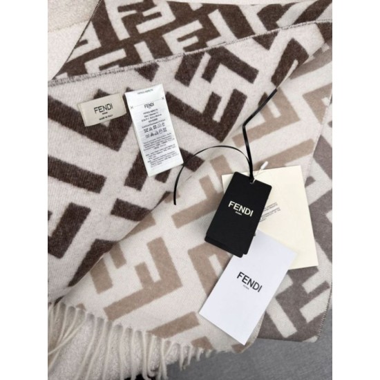 Premio Replica Sciarpa Fendi FF misto cashmere e lana grigio tortora 35 x 180 Imitazione Outlet