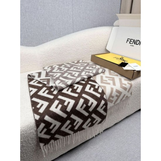 Premio Replica Sciarpa Fendi FF misto cashmere e lana grigio tortora 35 x 180 Imitazione Outlet