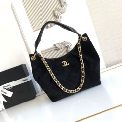 Replica Borsa Chanel 26C Maxi hobo Hippie AS5970 AS5978 Scamosciata Nero Imitazioni perfette Outlet