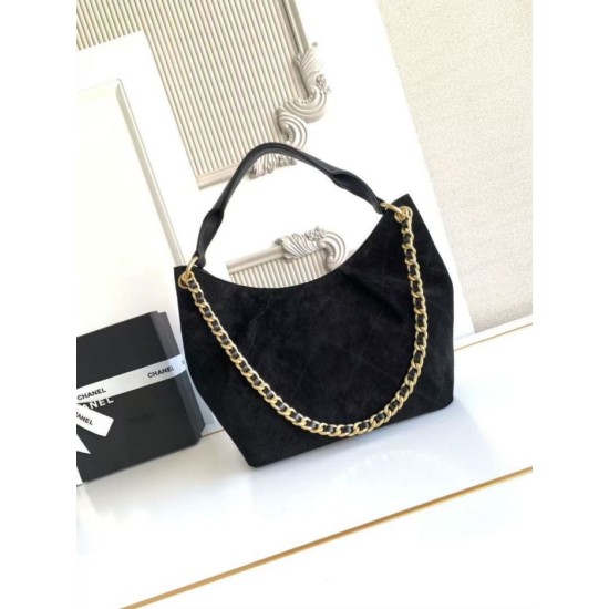 Replica Borsa Chanel 26C Maxi hobo Hippie AS5970 AS5978 Scamosciata Nero Imitazioni perfette Outlet