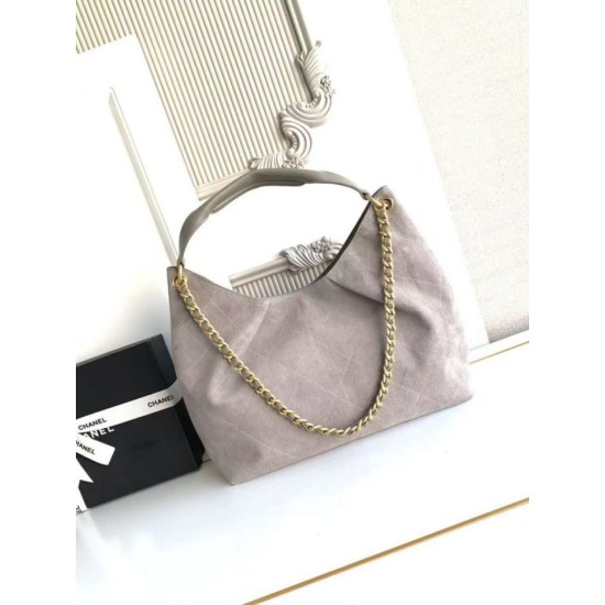 Replica Borsa Chanel 26C Maxi hobo Hippie AS5970 AS5978 Scamosciata Grigia Imitazioni perfette Outlet