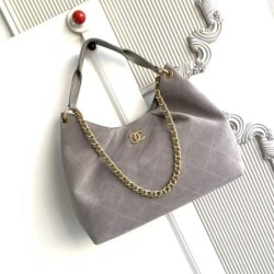 Replica Borsa Chanel 26C Maxi hobo Hippie AS5970 AS5978 Scamosciata Grigia Imitazioni perfette Outlet