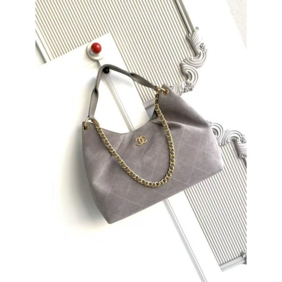 Replica Borsa Chanel 26C Maxi hobo Hippie AS5970 AS5978 Scamosciata Grigia Imitazioni perfette Outlet