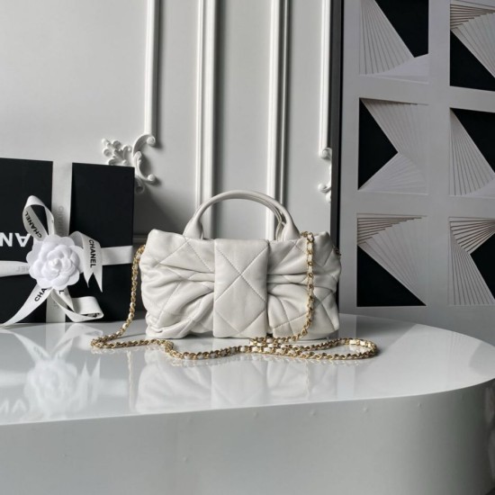 Replica Borse Chanel 25K Mini Bow AS5849 Pelle di agnello Bianco Imitazioni perfette Outlet