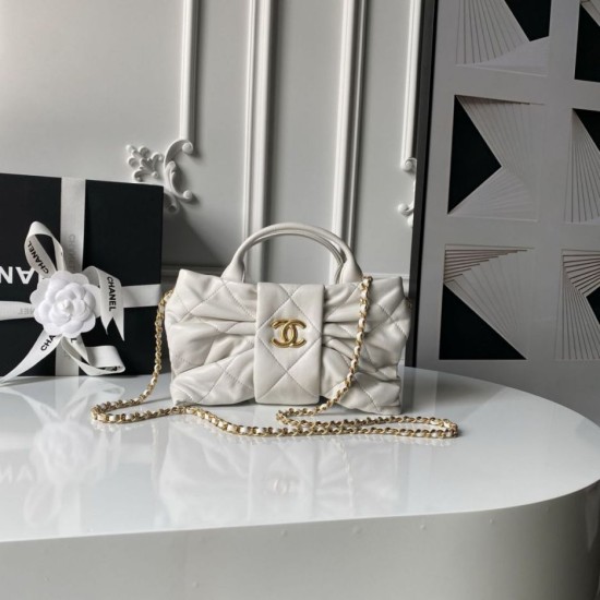 Replica Borse Chanel 25K Mini Bow AS5849 Pelle di agnello Bianco Imitazioni perfette Outlet