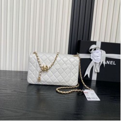 Replica Borse Chanel AS5756 piccola Rettangolare con patta e manico superiore bianca Imitazioni perfette Outlet