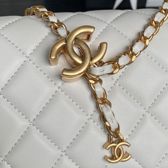 Replica Borse Chanel AS5756 piccola Rettangolare con patta e manico superiore bianca Imitazioni perfette Outlet