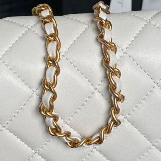Replica Borse Chanel AS5756 piccola Rettangolare con patta e manico superiore bianca Imitazioni perfette Outlet