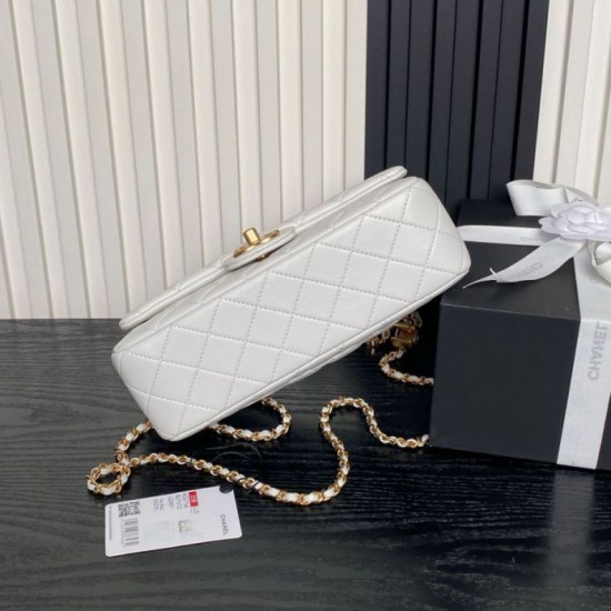 Replica Borse Chanel AS5756 piccola Rettangolare con patta e manico superiore bianca Imitazioni perfette Outlet
