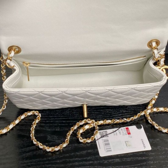 Replica Borse Chanel AS5756 piccola Rettangolare con patta e manico superiore bianca Imitazioni perfette Outlet