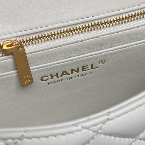 Replica Borse Chanel AS5756 piccola Rettangolare con patta e manico superiore bianca Imitazioni perfette Outlet
