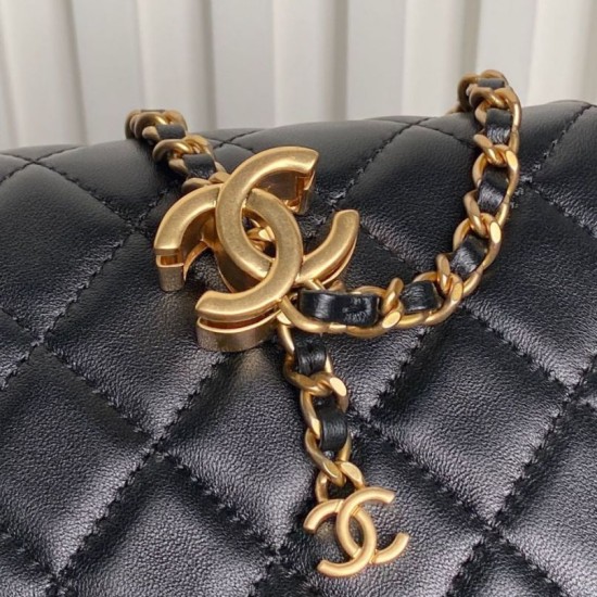 Replica Borse Chanel AS5756 piccola Rettangolare con patta e manico superiore Nero Imitazioni perfette Outlet