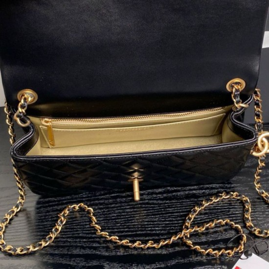 Replica Borse Chanel AS5756 piccola Rettangolare con patta e manico superiore Nero Imitazioni perfette Outlet