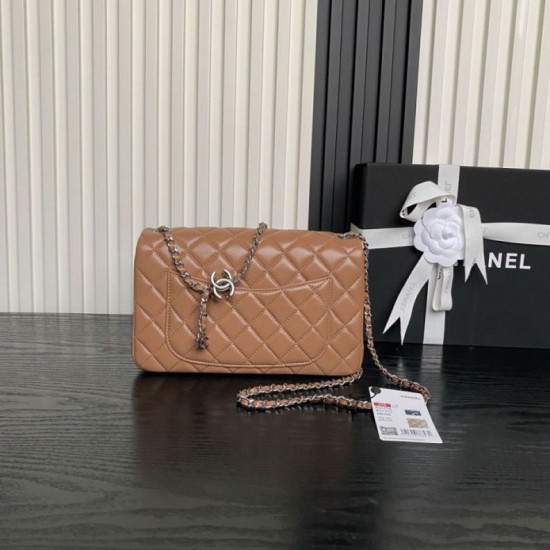 Replica Borse Chanel AS5756 Mini Rettangolare con patta e manico superiore caramello Imitazioni perfette Outlet