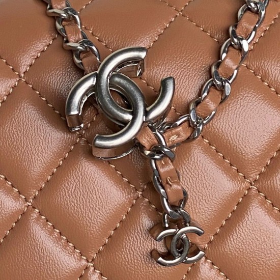 Replica Borse Chanel AS5756 Mini Rettangolare con patta e manico superiore caramello Imitazioni perfette Outlet