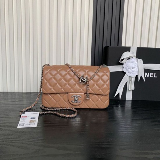 Replica Borse Chanel AS5756 Mini Rettangolare con patta e manico superiore caramello Imitazioni perfette Outlet