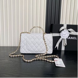 Replica Borsa a tracolla Chanel piccola con catena e manico superiore AS5702 Bianco Imitazioni perfette Outlet