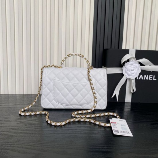 Replica Borsa a tracolla Chanel piccola con catena e manico superiore AS5702 Bianco Imitazioni perfette Outlet