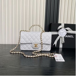 Replica Borsa a tracolla Chanel piccola con catena e manico superiore AS5702 Bianco Imitazioni perfette Outlet