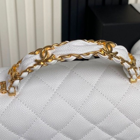 Replica Borsa a tracolla Chanel piccola con catena e manico superiore AS5702 Bianco Imitazioni perfette Outlet
