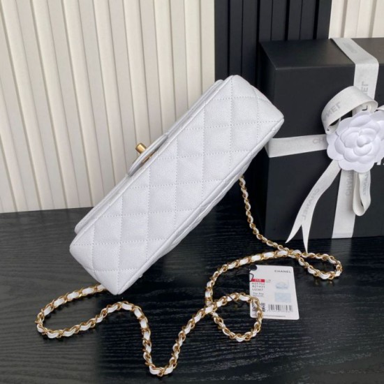 Replica Borsa a tracolla Chanel piccola con catena e manico superiore AS5702 Bianco Imitazioni perfette Outlet