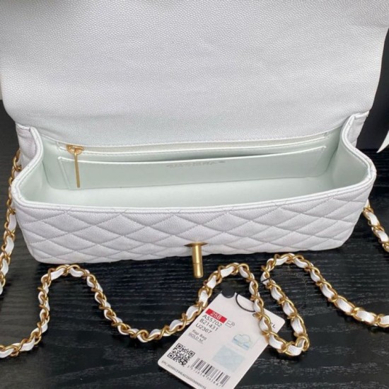 Replica Borsa a tracolla Chanel piccola con catena e manico superiore AS5702 Bianco Imitazioni perfette Outlet