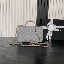Replica Borsa a tracolla Chanel piccola con catena e manico superiore AS5702 Grigia Imitazioni perfette Outlet