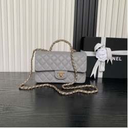 Replica Borsa a tracolla Chanel piccola con catena e manico superiore AS5702 Grigia Imitazioni perfette Outlet