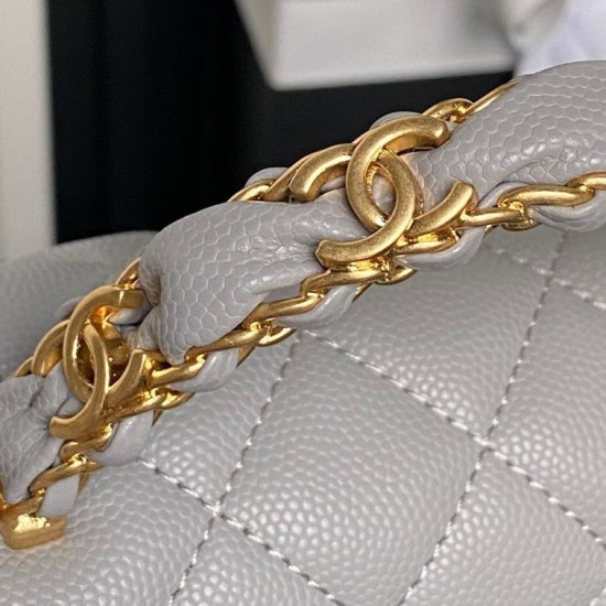 Replica Borsa a tracolla Chanel piccola con catena e manico superiore AS5702 Grigia Imitazioni perfette Outlet
