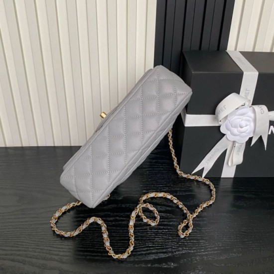 Replica Borsa a tracolla Chanel piccola con catena e manico superiore AS5702 Grigia Imitazioni perfette Outlet