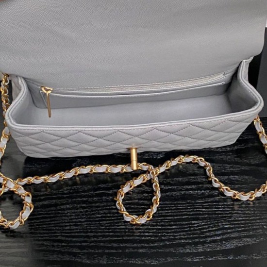 Replica Borsa a tracolla Chanel piccola con catena e manico superiore AS5702 Grigia Imitazioni perfette Outlet