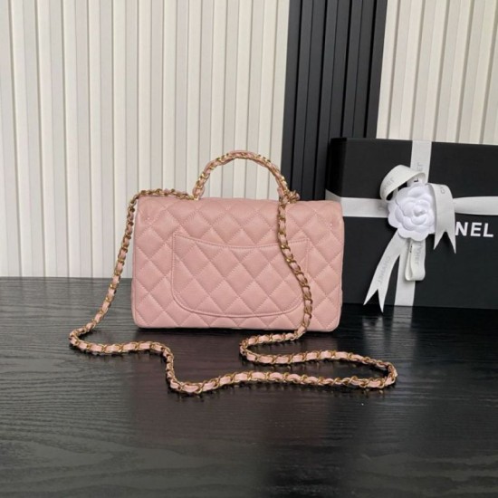 Replica Borsa a tracolla Chanel piccola con catena e manico superiore AS5702 Rosa Imitazioni perfette Outlet