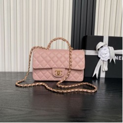 Replica Borsa a tracolla Chanel piccola con catena e manico superiore AS5702 Rosa Imitazioni perfette Outlet