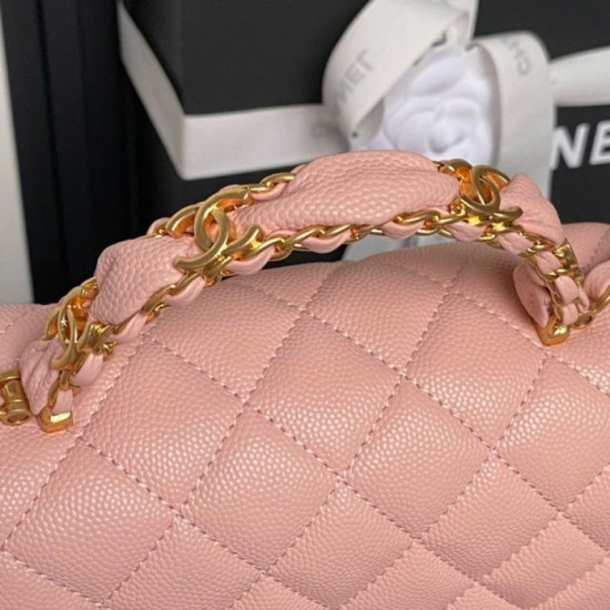Replica Borsa a tracolla Chanel piccola con catena e manico superiore AS5702 Rosa Imitazioni perfette Outlet