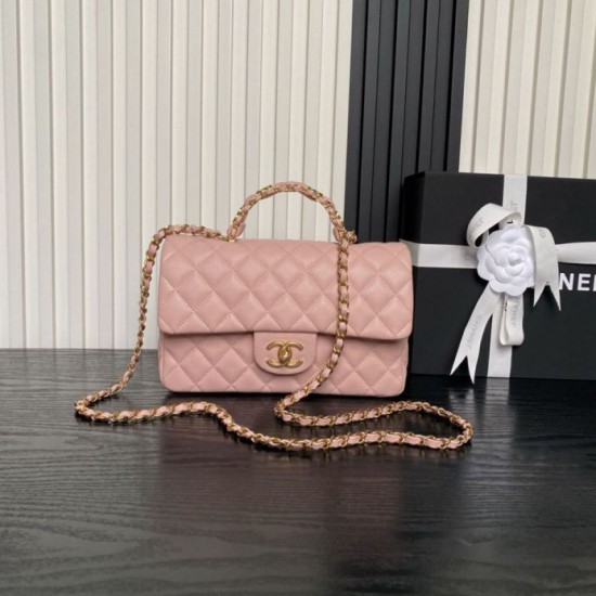 Replica Borsa a tracolla Chanel piccola con catena e manico superiore AS5702 Rosa Imitazioni perfette Outlet