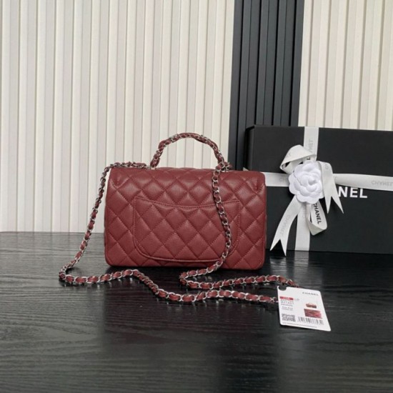 Replica Borsa a tracolla Chanel piccola con catena e manico superiore AS5702 Rosso Imitazioni perfette Outlet