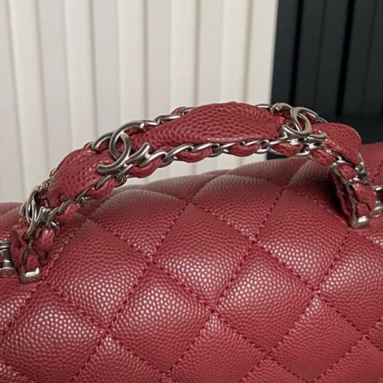 Replica Borsa a tracolla Chanel piccola con catena e manico superiore AS5702 Rosso Imitazioni perfette Outlet