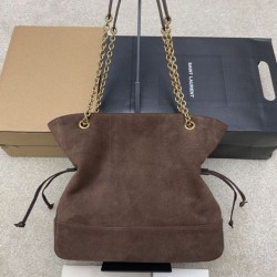 Replica Borsa a tracolla YSL Saint Laurent Jamie 4.3 Pochon Shopping Scamosciata Marrone Imitazioni perfette Outlet