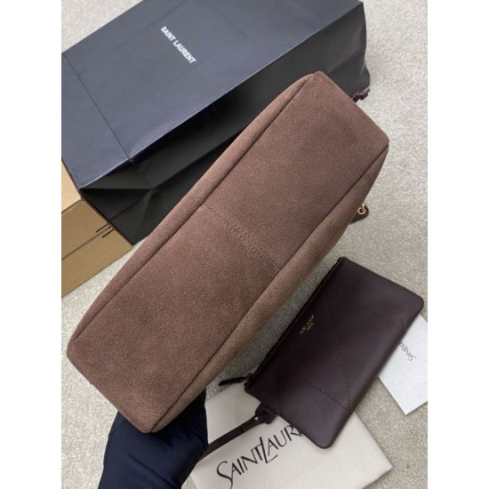 Replica Borsa a tracolla YSL Saint Laurent Jamie 4.3 Pochon Shopping Scamosciata Marrone Imitazioni perfette Outlet