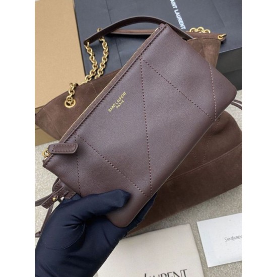 Replica Borsa a tracolla YSL Saint Laurent Jamie 4.3 Pochon Shopping Scamosciata Marrone Imitazioni perfette Outlet