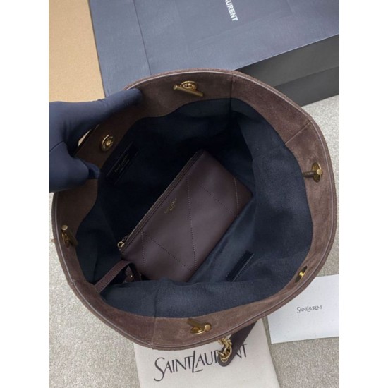 Replica Borsa a tracolla YSL Saint Laurent Jamie 4.3 Pochon Shopping Scamosciata Marrone Imitazioni perfette Outlet