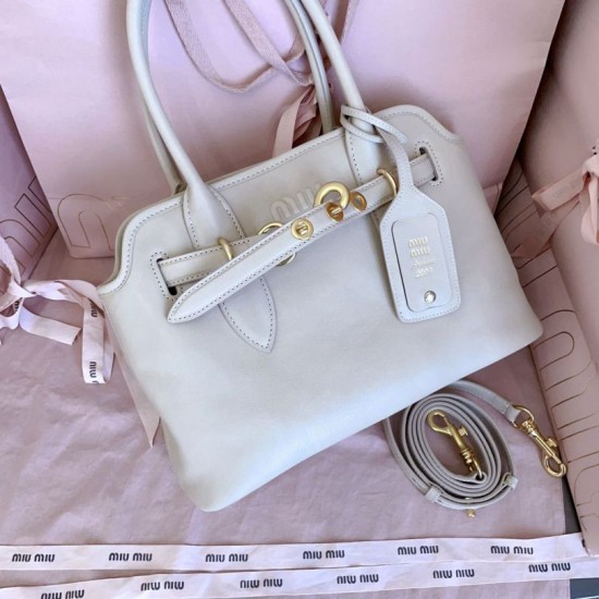 Replica Borse tote Miu Miu Adventure nappa 5BA292 Bianca Imitazioni perfette Outlet